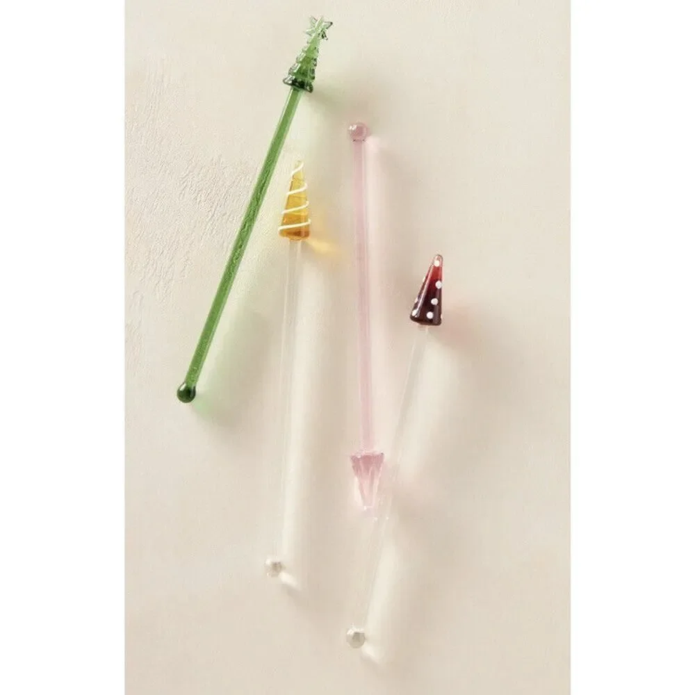 Set of 16 Anthropologie Tree Top Drink Stirrers Pack of Four Christmas Holiday